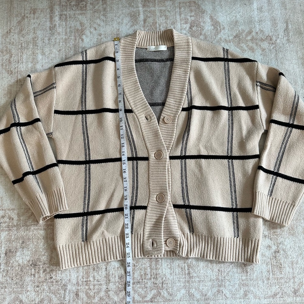 Plaid Beige and Black Women's Sweater
